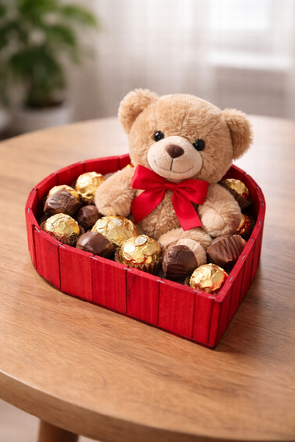 Coração feito de madeira de pinus.